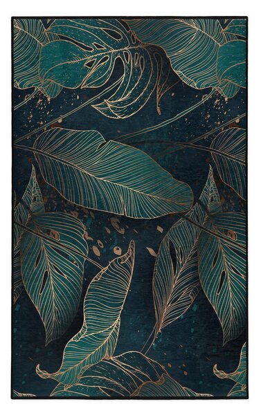 Tappeto color petrolio lavabile 80x150 cm Midnight Jungle – Mila Home