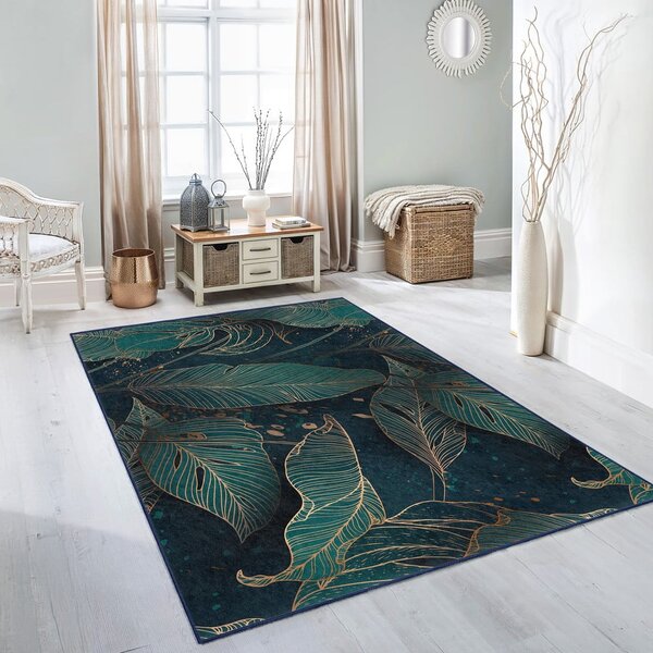 Tappeto color petrolio lavabile 120x180 cm Midnight Jungle – Mila Home