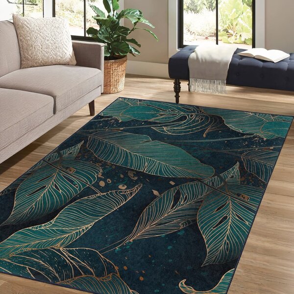 Tappeto color petrolio lavabile 120x180 cm Midnight Jungle – Mila Home