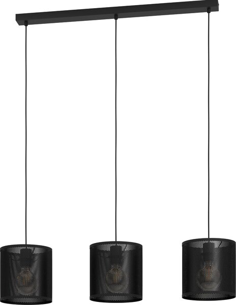 Lampadario A Sospensione Vintage Manby Acciaio Nero 3 Luci E27