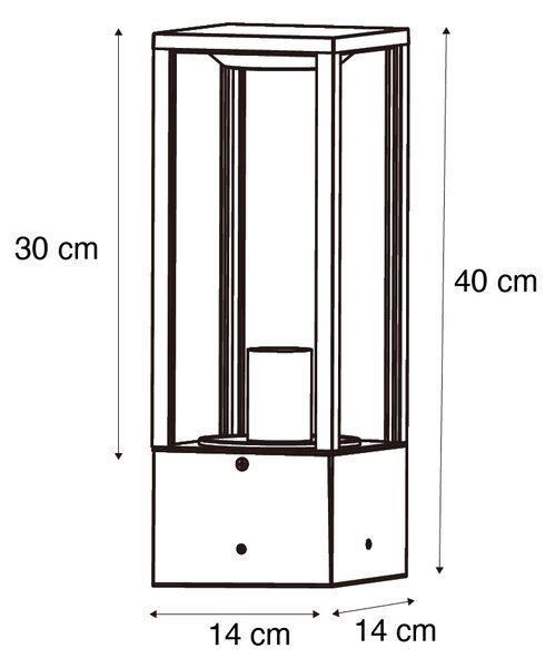 Lampada da esterno in piedi nera con fumo 40 cm IP44 - Charlois