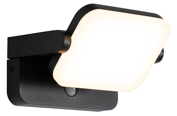 Lampada da parete per esterni nera con LED orientabile con sensore di movimento - Kamile