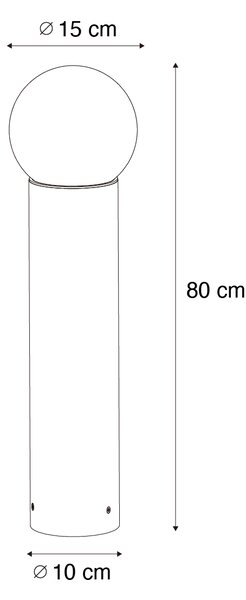 Lampada da esterno da terra nera con vetro opalino 80 cm IP44 - Huma