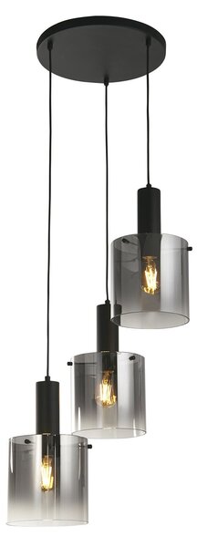 Lampadario Contemporaneo Svezia Acciaio Nero Vetro 3 Luci E27