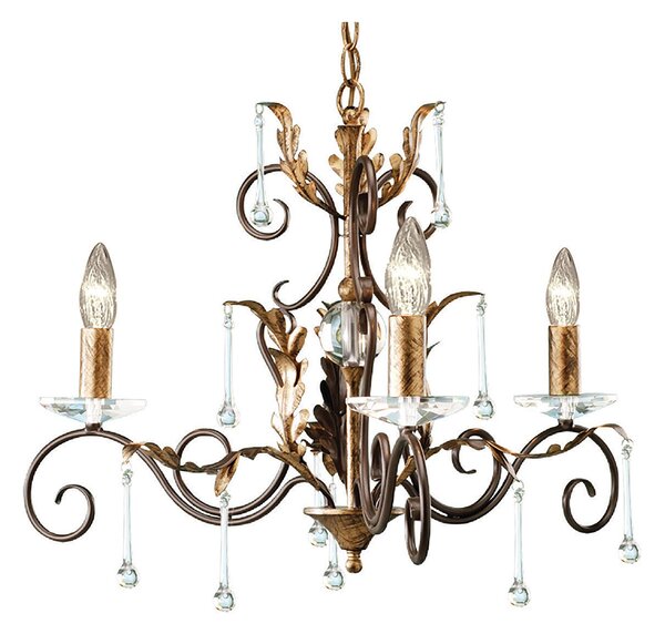 Lampadario Classico Amarilli Acciaio Bronzo Oro 3 Luci E14