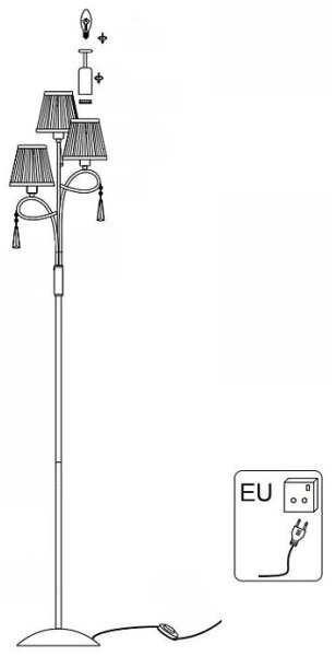 Searchlight EU5033CC - Lampada con piedistallo SIMPLICITY 3xE14/60W/230V cromo