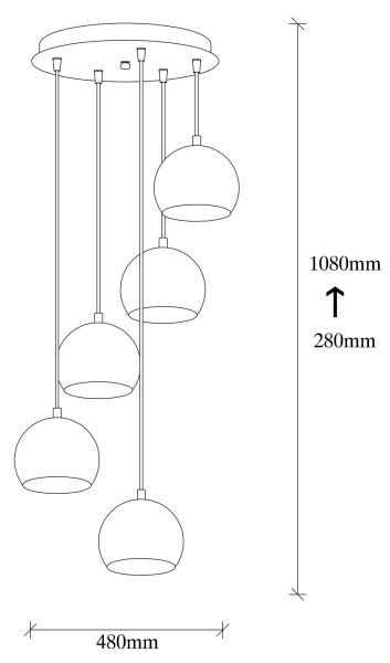 Lampadario a sospensione con filo SIVANI 5xE27/40W/230V rame