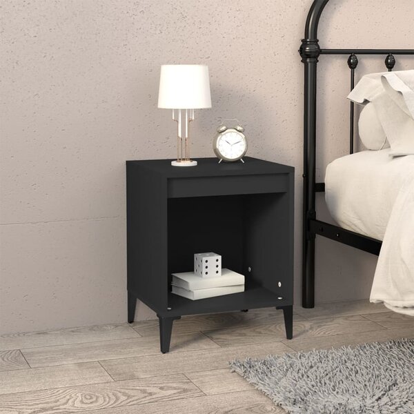 HOMCOM Comodino Moderno con Cassetto e Ripiano Aperto per Camera da Letto e  Soggiorno, in Truciolato e Acciaio, 45x40x60cm, Nero