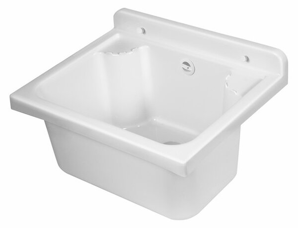 Pilozzo lavatoio mini sospeso in resina Bianco completo di Kit scarico