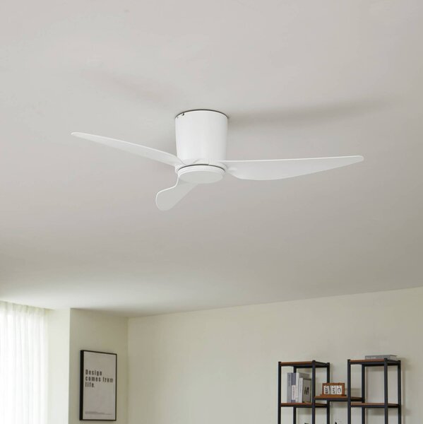 Ventilatore da soffitto Lindby Aulo, bianco, DC, silenzioso, Ø 123 cm Aulo, Bianco / Opale, Soggiorno / Sala da pranzo, Metallo, Moderno