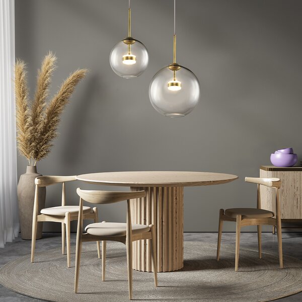 Lampadario A Sospensione Moderno Cometa Metallo Oro Vetro 1 Luce Led 12W