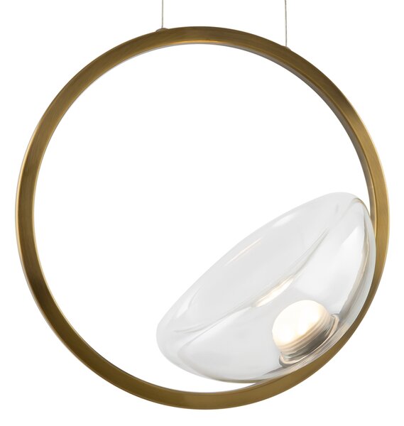 Lampadario A Sospensione Moderno Lunare Metallo Ottone Vetro Luce Led 5W