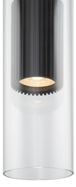 Lampadario A Sospensione Moderno Dynamics Alluminio Nero Vetro 1 Luce Gu10 50W