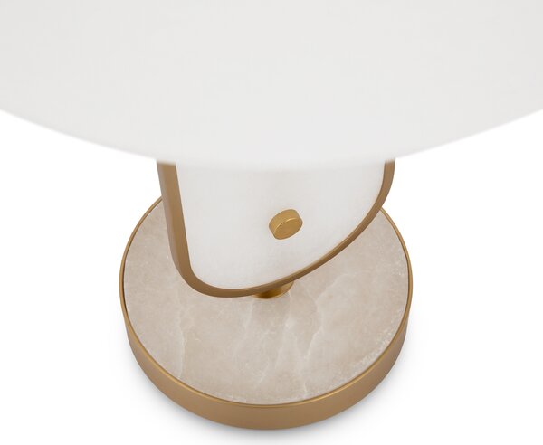 Lampada Da Tavolo Moderna Marmo Metallo Oro Paralume Tessuto 1 Luce E27 40W