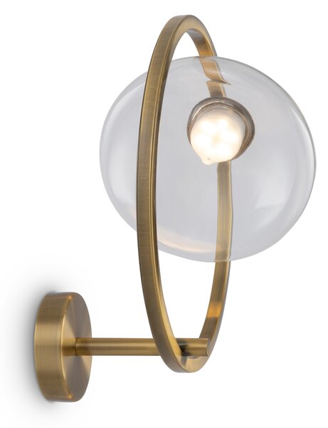 Applique Da Parete Moderno Lunare Metallo Ottone Vetro Led 5W