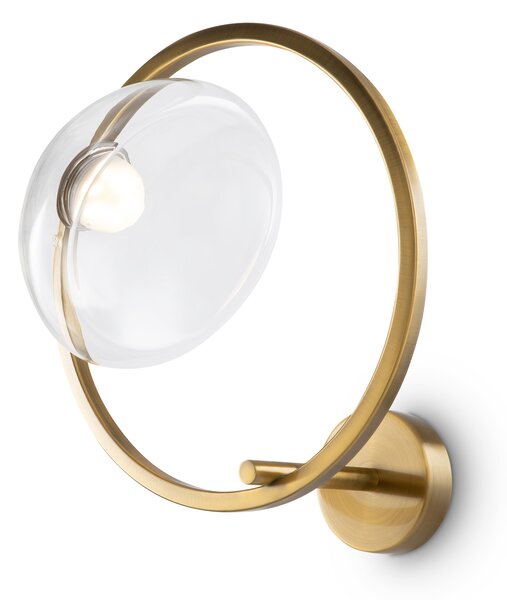 Applique Da Parete Moderno Lunare Metallo Ottone Vetro Led 5W
