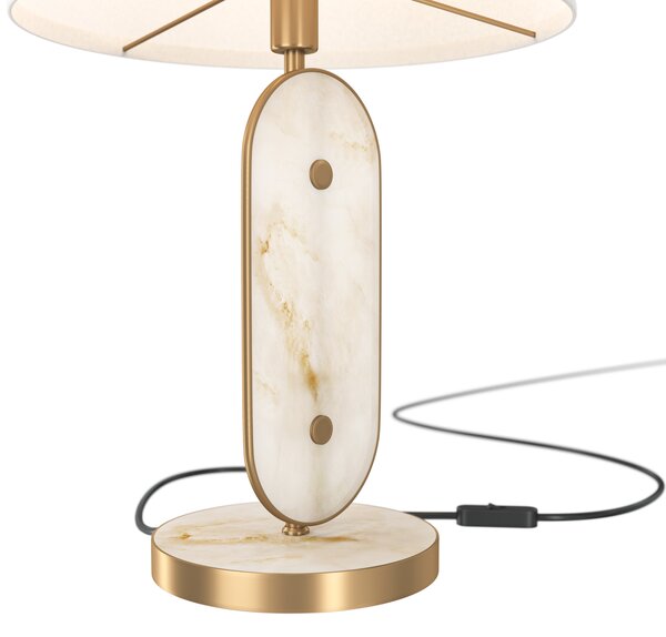 Lampada Da Tavolo Moderna Marmo Metallo Oro Paralume Tessuto 1 Luce E27 40W