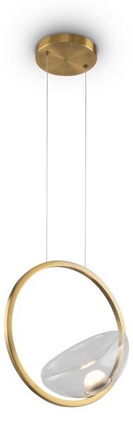 Lampadario A Sospensione Moderno Lunare Metallo Ottone Vetro Luce Led 5W