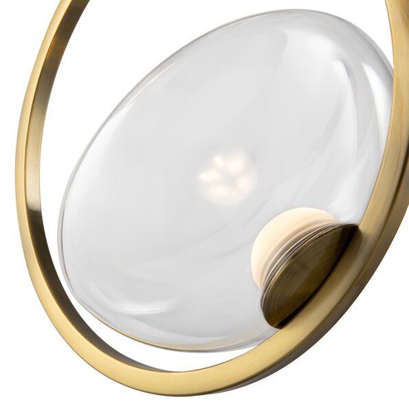 Lampadario A Sospensione Moderno Lunare Metallo Ottone Vetro Luce Led 5W
