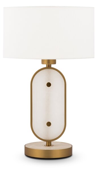 Lampada Da Tavolo Moderna Marmo Metallo Oro Paralume Tessuto 1 Luce E27 40W