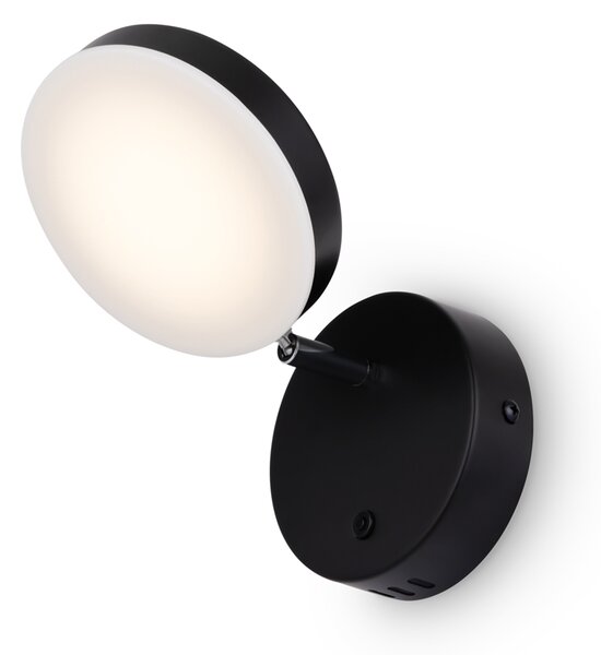 Applique Da Parete Moderno Fad Metallo Nero Acrilico 1 Luce Led 6W