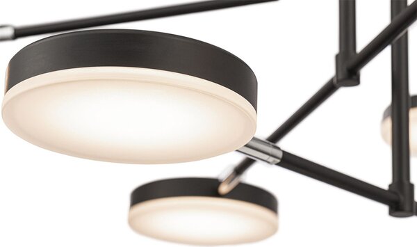 Lampadario A Sospensione Moderno Fad Metallo Nero Acrilico 6 Luci Led 40W