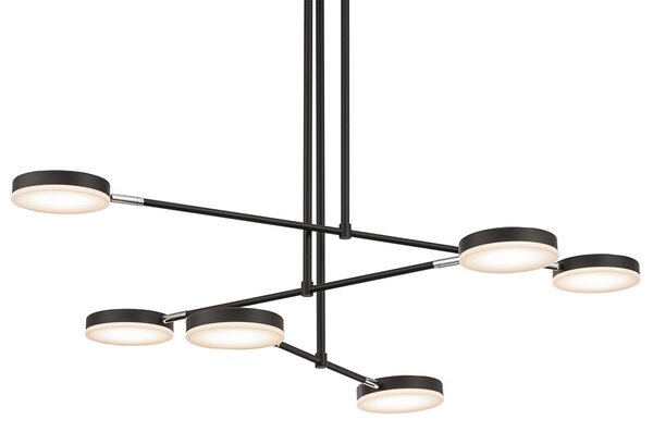 Lampadario A Sospensione Moderno Fad Metallo Nero Acrilico 6 Luci Led 40W