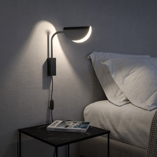 Applique Da Parete Moderno Mollis Metallo Nero Acrilico 1 Luce G9 7W
