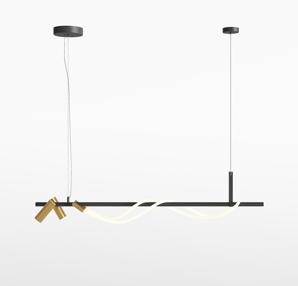 Lampadario A Sospensione Moderno Tau Alluminio Nero Luce Led 30W