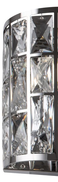 Applique Da Parete Moderno Gelid Metallo Cromo Cristallo 1 Luce E27 60W