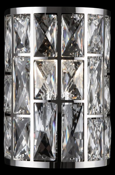 Applique Da Parete Moderno Gelid Metallo Cromo Cristallo 1 Luce E27 60W
