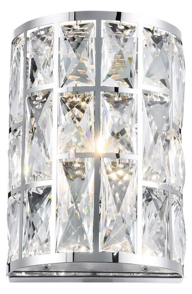 Applique Da Parete Moderno Gelid Metallo Cromo Cristallo 1 Luce E27 60W