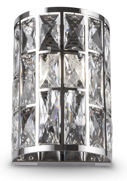 Applique Da Parete Moderno Gelid Metallo Cromo Cristallo 1 Luce E27 60W