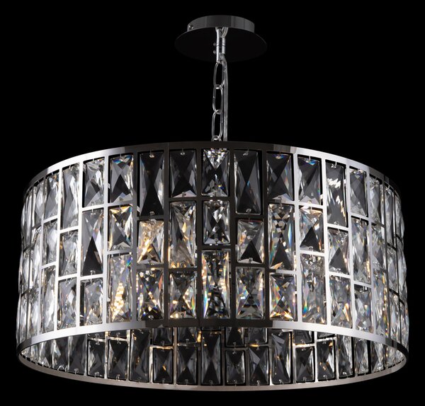 Lampadario A Sospensione Moderno Gelid Metallo Cromo Cristallo 4 Luci E27 60W