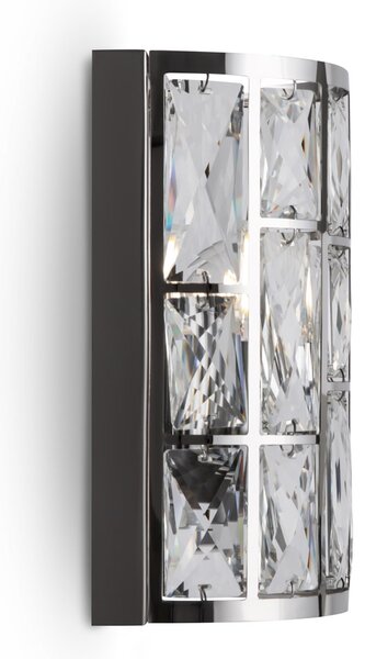 Applique Da Parete Moderno Gelid Metallo Cromo Cristallo 1 Luce E27 60W