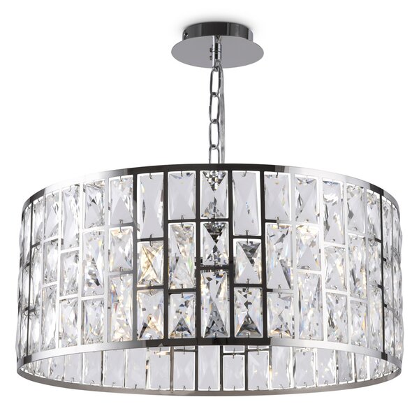 Lampadario A Sospensione Moderno Gelid Metallo Cromo Cristallo 4 Luci E27 60W