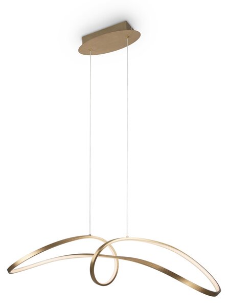 Lampadario A Sospensione Moderno Curve Alluminio Oro 1 Luce Led 42W