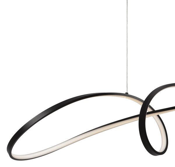 Lampadario A Sospensione Moderno Curve Alluminio Nero 1 Luce Led 42W