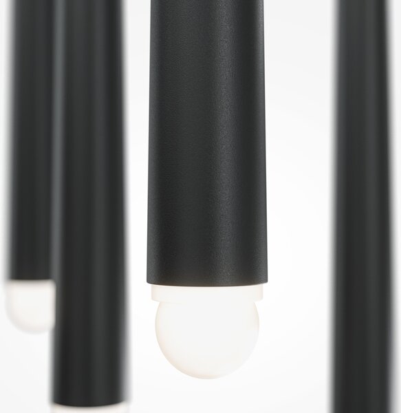 Lampadario A Sospensione Moderno Cascade Alluminio Nero 5 Luci Led 30W