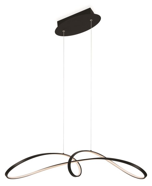 Lampadario A Sospensione Moderno Curve Alluminio Nero 1 Luce Led 42W