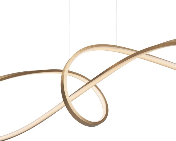 Lampadario A Sospensione Moderno Curve Alluminio Oro 1 Luce Led 42W