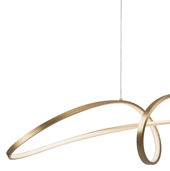 Lampadario A Sospensione Moderno Curve Alluminio Oro 1 Luce Led 42W