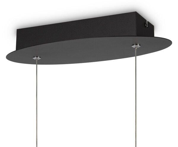Lampadario A Sospensione Moderno Curve Alluminio Nero 1 Luce Led 42W