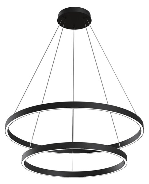 Lampadario A Sospensione Moderno Rim Alluminio Nero 2 Led 88W
