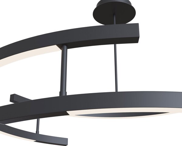 Lampadario A Sospensione Moderno Line Alluminio Nero 3 Luci Led 52W