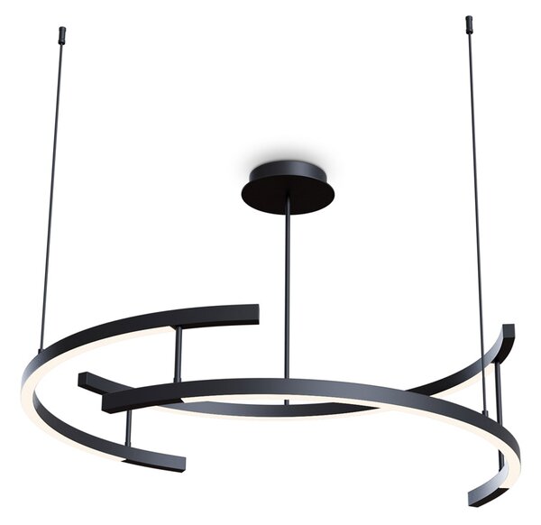 Lampadario A Sospensione Moderno Line Alluminio Nero 3 Luci Led 52W