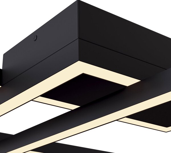 Lampada a Soffitto Moderna Line Metallo Nero Acrilico 3 Luci Led 80W