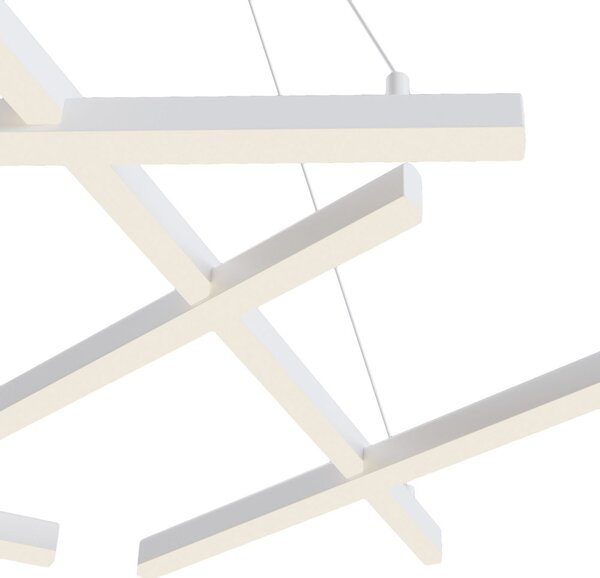 Lampadario A Sospensione Moderno Line Alluminio Bianco 6 Luci Led 79W