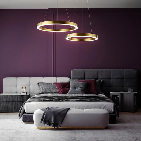 Lampadario A Sospensione Moderno Saturno Acciaio Ottone 1 Luce Led 45W