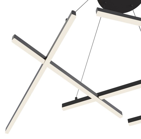 Lampadario A Sospensione Moderno Line Alluminio Nero 6 Luci Led 79W